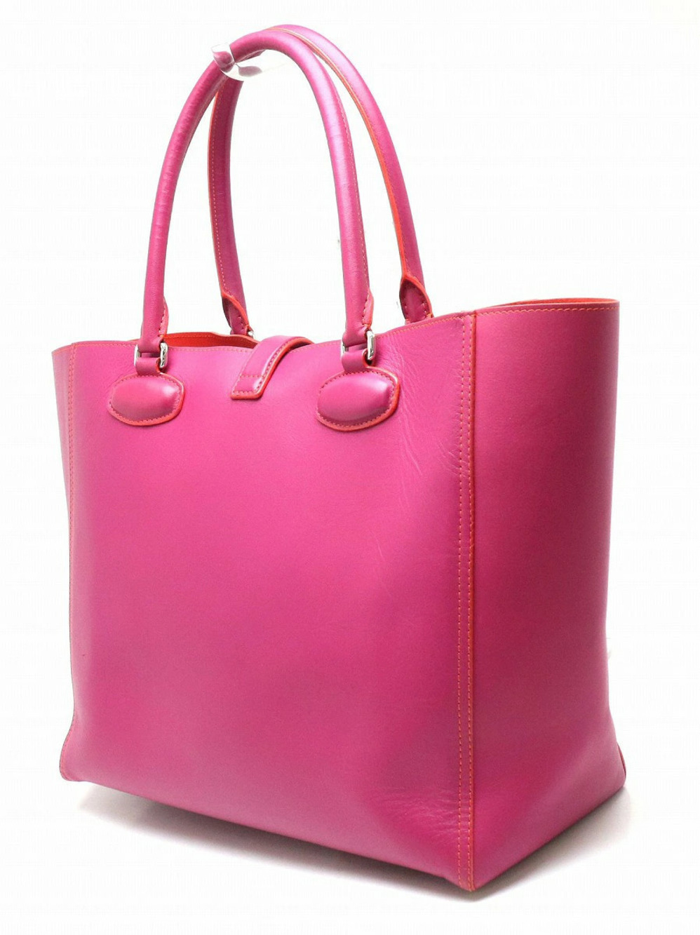 Loewe Pink Leo Bag Shoulder Leather Pouch Tote Orange Fuschia Pink Orange